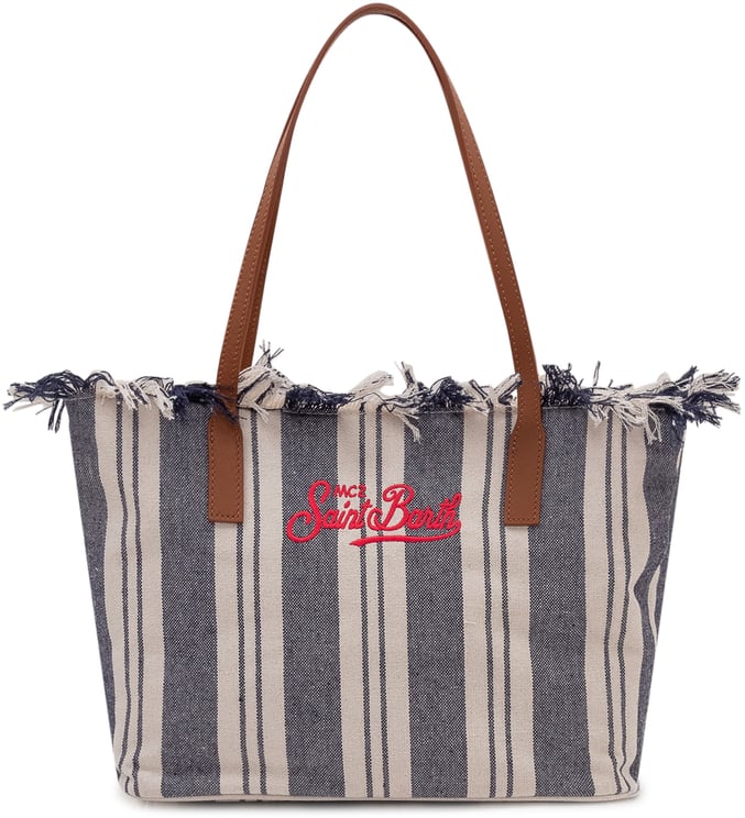 MC2 Saint Barth Borsa Tote City a Righe con Logo Ricamato