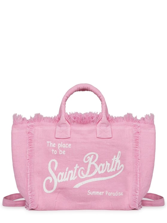 MC2 Saint Barth Fringed Linen Tote with Textured Finish