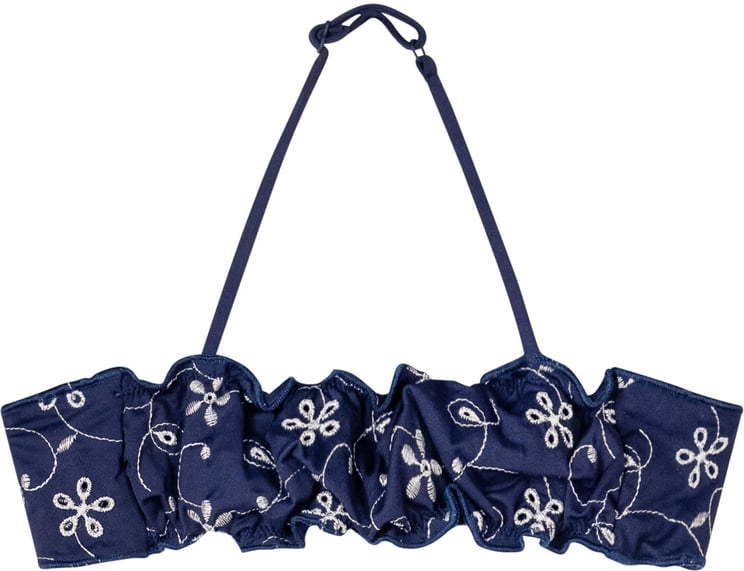 MC2 Saint Barth Top Bikini Bandeau con Arricciature e Ricamo