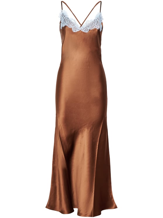 MC2 Saint Barth Silk Lace-Trim Long Slip Dress