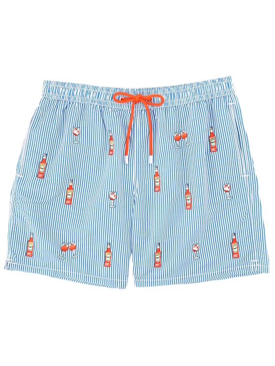 MC2 Saint Barth Light Blue Cocktail Glass Stripe Swim Shorts