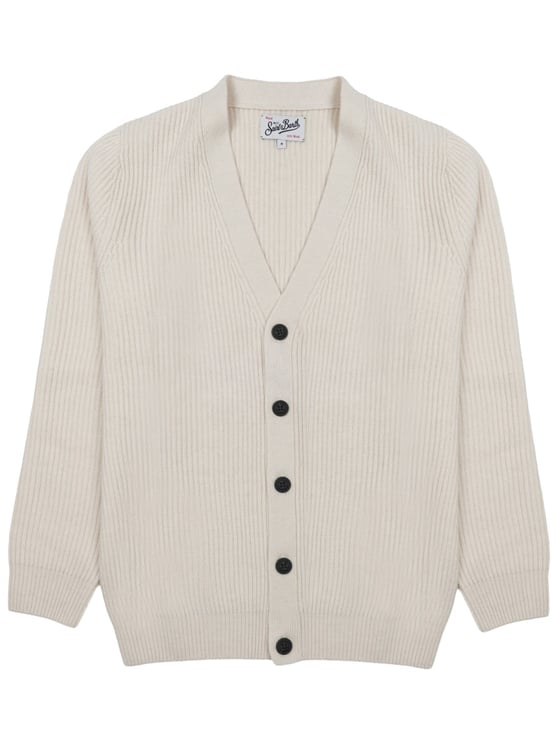 MC2 Saint Barth Black Ribbed Knit Wool Cardigan