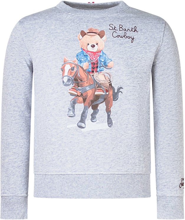 MC2 Saint Barth MC2 Saint Barth Kids Felpa Grigia con Orsetto Cowboy