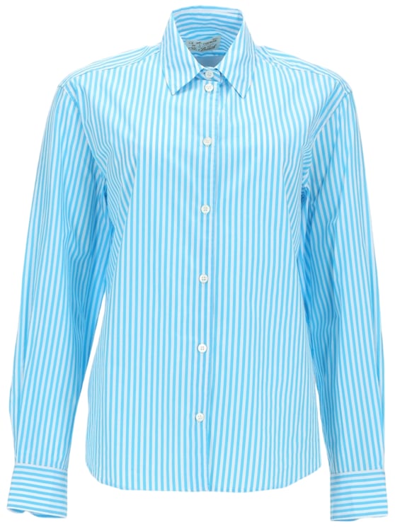 MC2 Saint Barth Light Blue Striped Cotton Embroidered Shirt