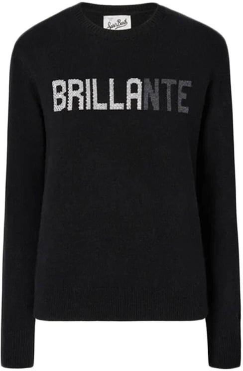 MC2 Saint Barth Black Long-Sleeved Sweatshirt with Rhinestone Detail