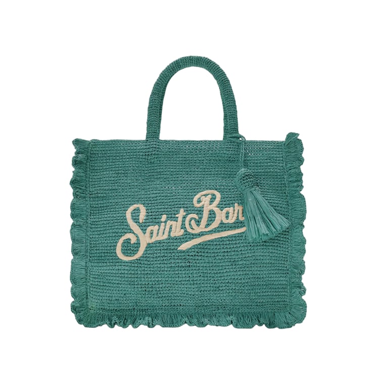 MC2 Saint Barth Textured Raffia Bag With Contrasting Logo