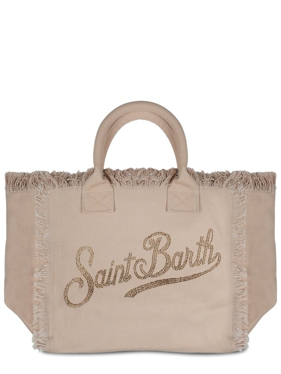 MC2 Saint Barth Rectangular Cotton Tote Bag with Fringed Edges