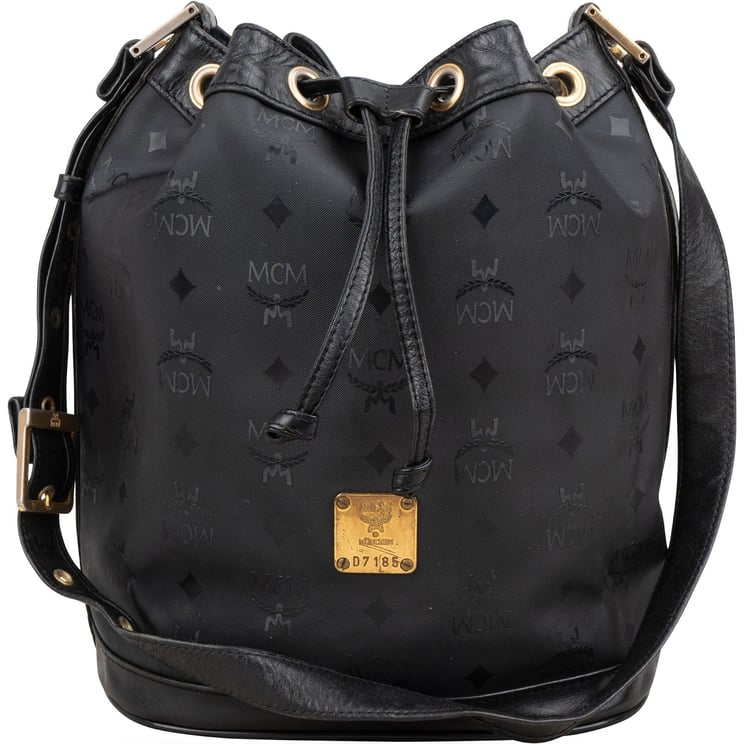 MCM MCM Monogram Visetos Black Nylon Bucket Crossbody Bag