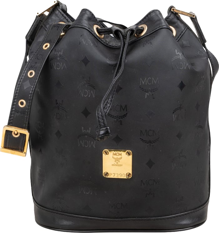 MCM MCM Monogram Visetos Nylon Drawstring Bucket Crossbody Bag