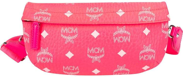 MCM MCM Neon Pink Leather Visetos Belt Crossbody Bag