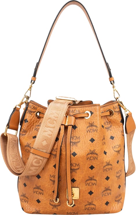 MCM MCM Monogram Visetos Aren Drawstring Bucket Crossbody Shoulder Bag