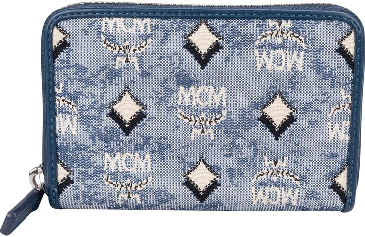 MCM MCM Visetos Monogram Denim Jacquard Small Zip Wallet