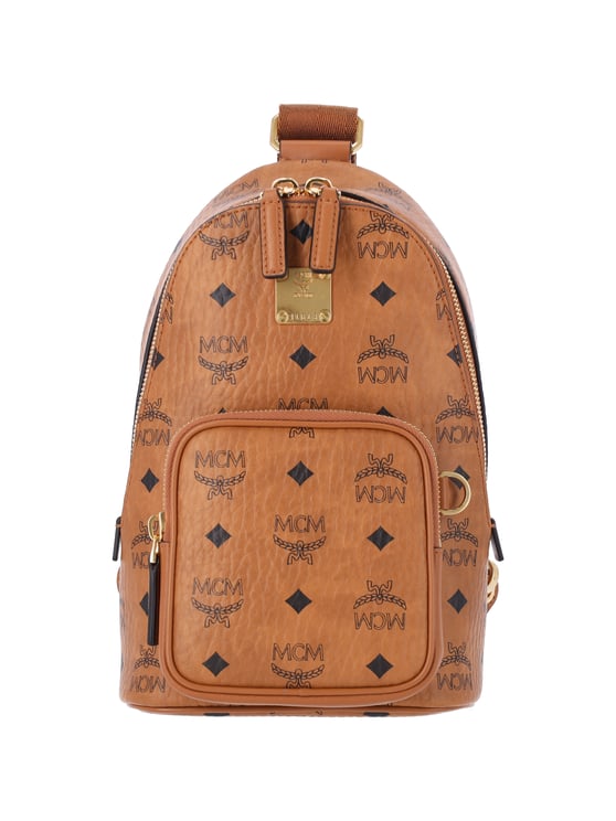 MCM Brown Aren Visetos Canvas Shoulder Bag