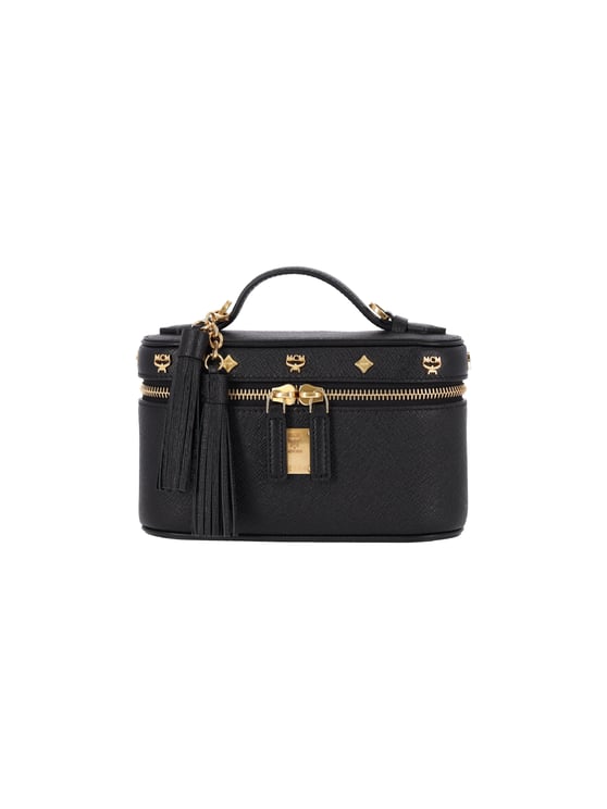 MCM Black Pina Calfskin Cosmetic Case