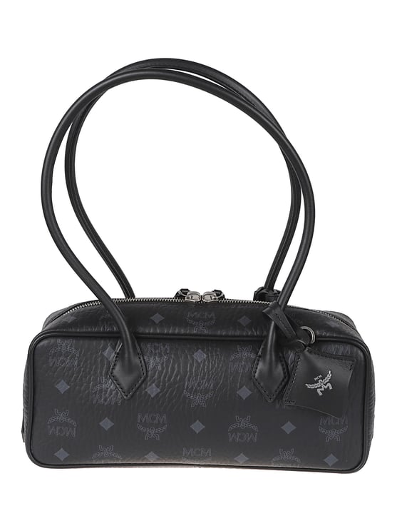 MCM Black Leather Double-Zip Mini Bag