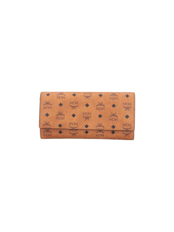MCM Brown Aren Visetos Canvas Wallet