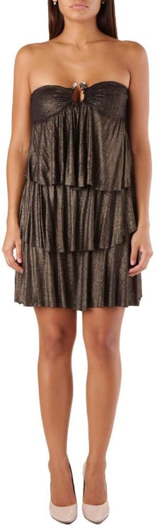 Met Met Gold Viscose Short Dress