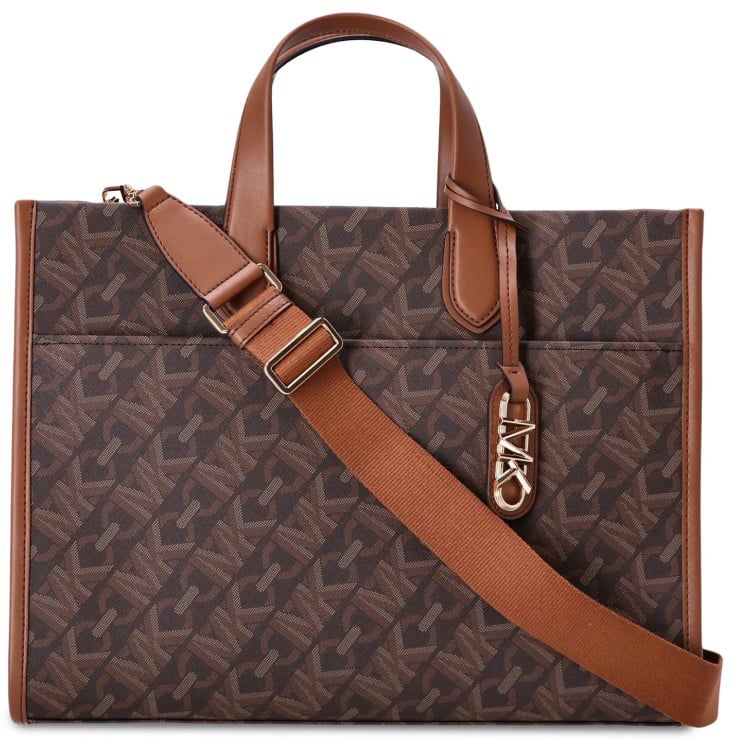 Michael Kors Structured Monogram Bag With Dual Handles