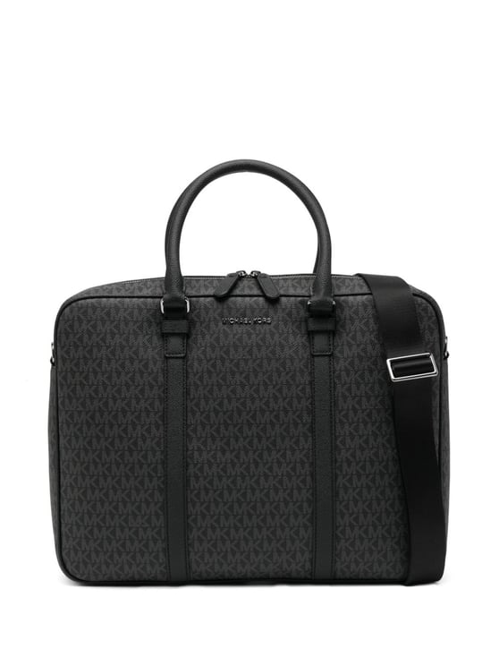 Michael Kors Black Hudson Monogram Hand Briefcase