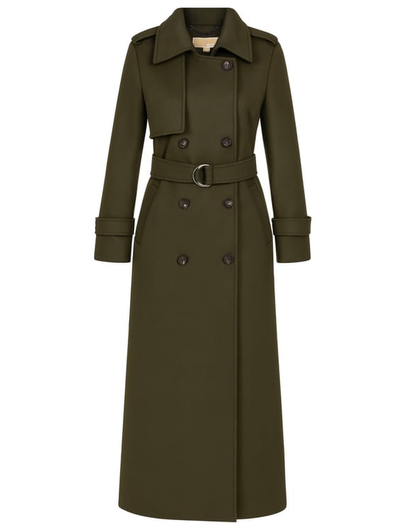 Michael Kors Wool-Blend Belted Double-Breasted Trench Coat