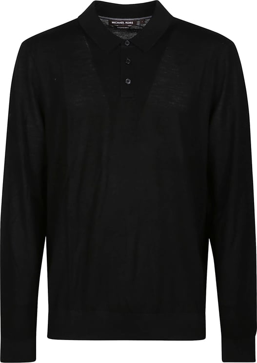 Michael Kors Core Merino Long Sleeve Polo Shirt Black