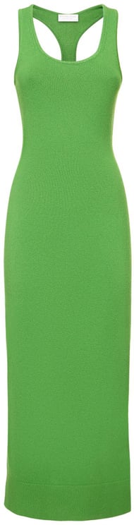 Michael Kors Long green elegant dress with a wide neckline