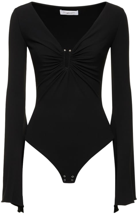 Michael Kors Elegant black bodysuit with long sleeves and neckline