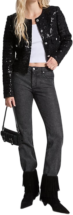 Michael Kors Cropped Tweed Textured Fabric Jacket