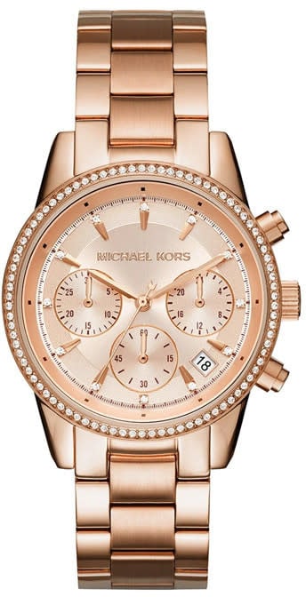 Michael Kors Michael Kors Horloge MK6357 Staal met Rosegouden Plating Quartz Chronograaaf met Zirkonia 36mm