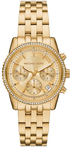 Michael Kors Michael Kors Horloge MK7530 Bryant Staal met Geelgouden Plating Quartz Chronograaf met Zirkonia 34mm