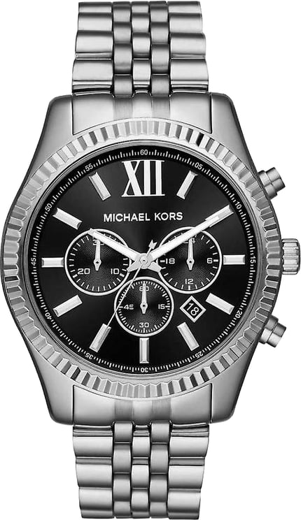 Michael Kors Michael Kors MK8602 Zilveren Herenhorloge met Zwarte Wijzerplaat 44mm