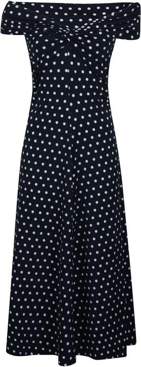 Michael Kors Dot Off Shoulder Midi Dress Blue