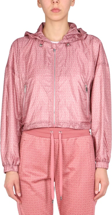 Michael Kors Cropped Pink Hooded Jacket