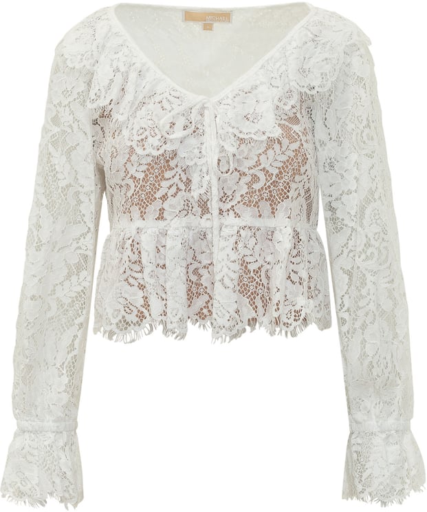 Michael Kors Top in Pizzo con Scollo a V e Maniche Lunghe