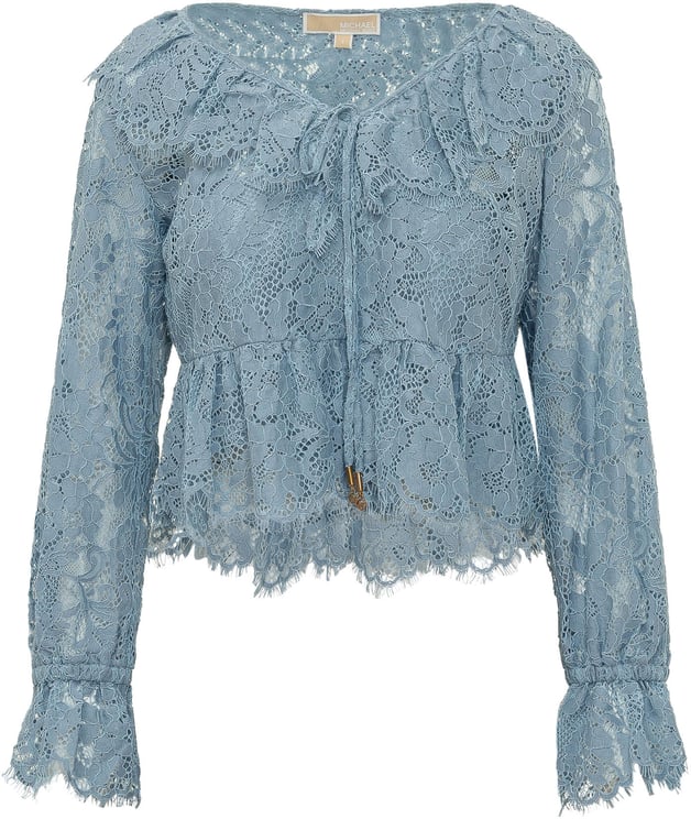 Michael Kors Top in Pizzo con Scollo a V e Maniche Lunghe
