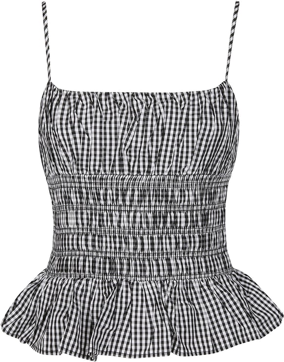 Michael Kors Gingham Smock Tank Top Black