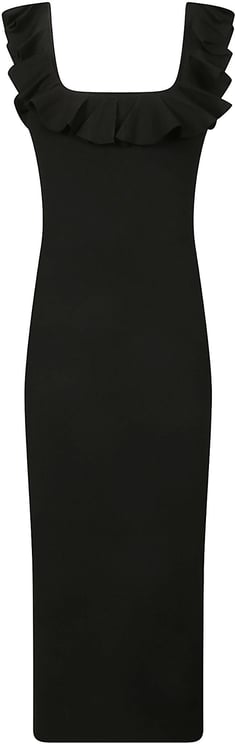 Michael Kors Volant Midi Dress Black