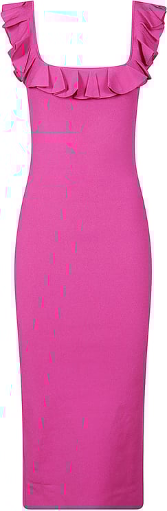 Michael Kors Volant Midi Dress Pink