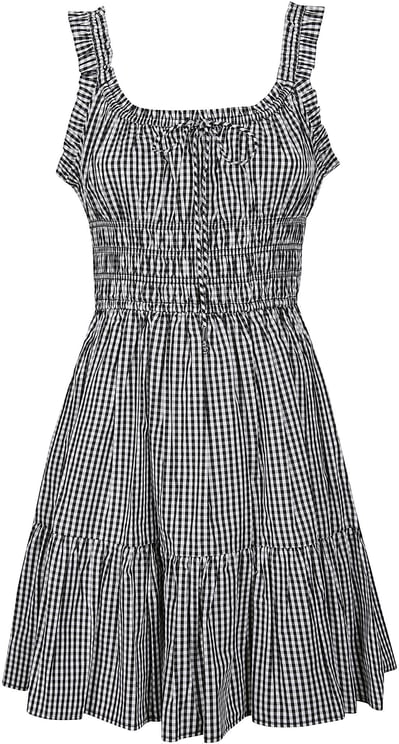 Michael Kors Gingham Tank Top Mini Dress Black