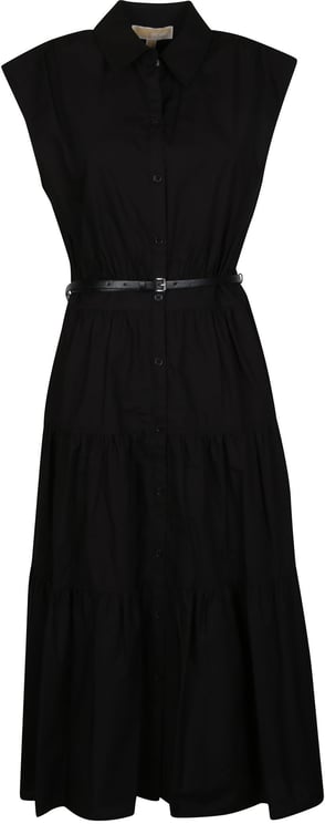 Michael Kors Short Sleeve Midi Shirt Dress Black