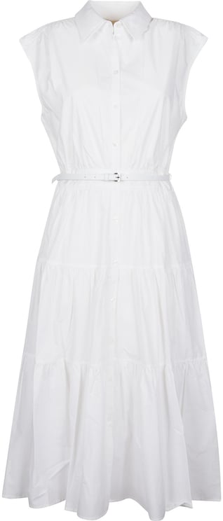 Michael Kors Short Sleeve Midi Shirt Dress White