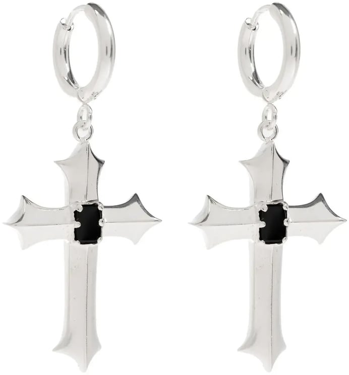 MISBHV Stone Cross Earrings Silver