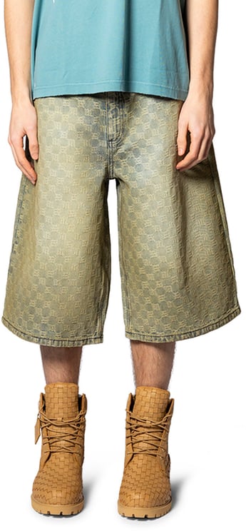 MISBHV MONOGRAM OCEAN WASHED DENIM SHORTS