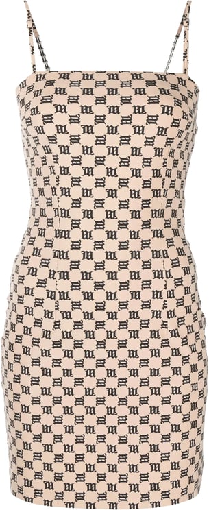 MISBHV Monogram Spaghetti Mini Dress Beige