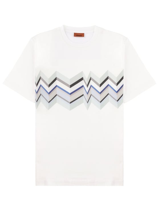 Missoni White Zigzag Pattern Cotton T-Shirt