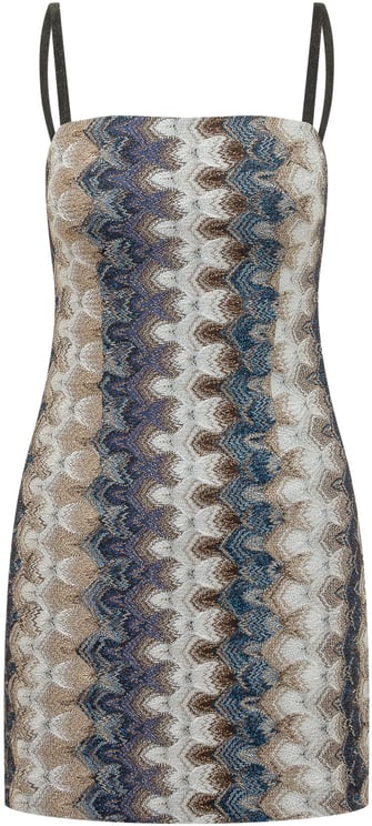 Missoni Abito Corto Senza Maniche con Spalline e Motivo Geometrico
