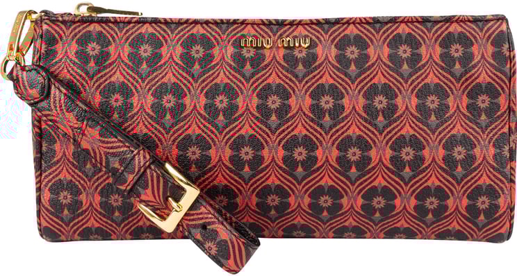 Miu Miu Miu Miu Printed Leather Wristlet Pouch
