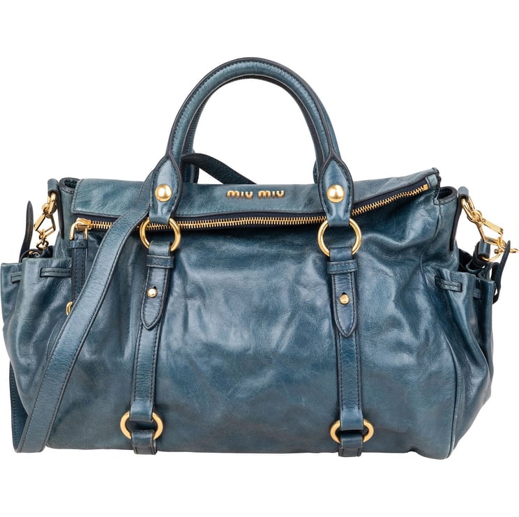Miu Miu Miu Miu Vitello Lux Leather Satchel City Handbag