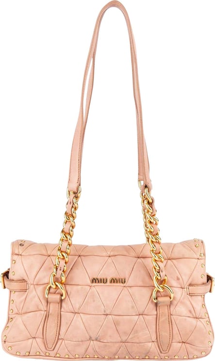 Miu Miu Miu Miu Quilted Nappa Leather Studded Shoulder Bag