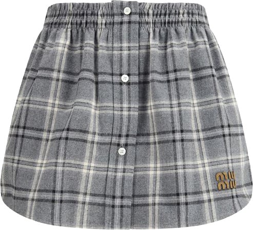Miu Miu Miu Miu Gray Cotton Mini Skirt